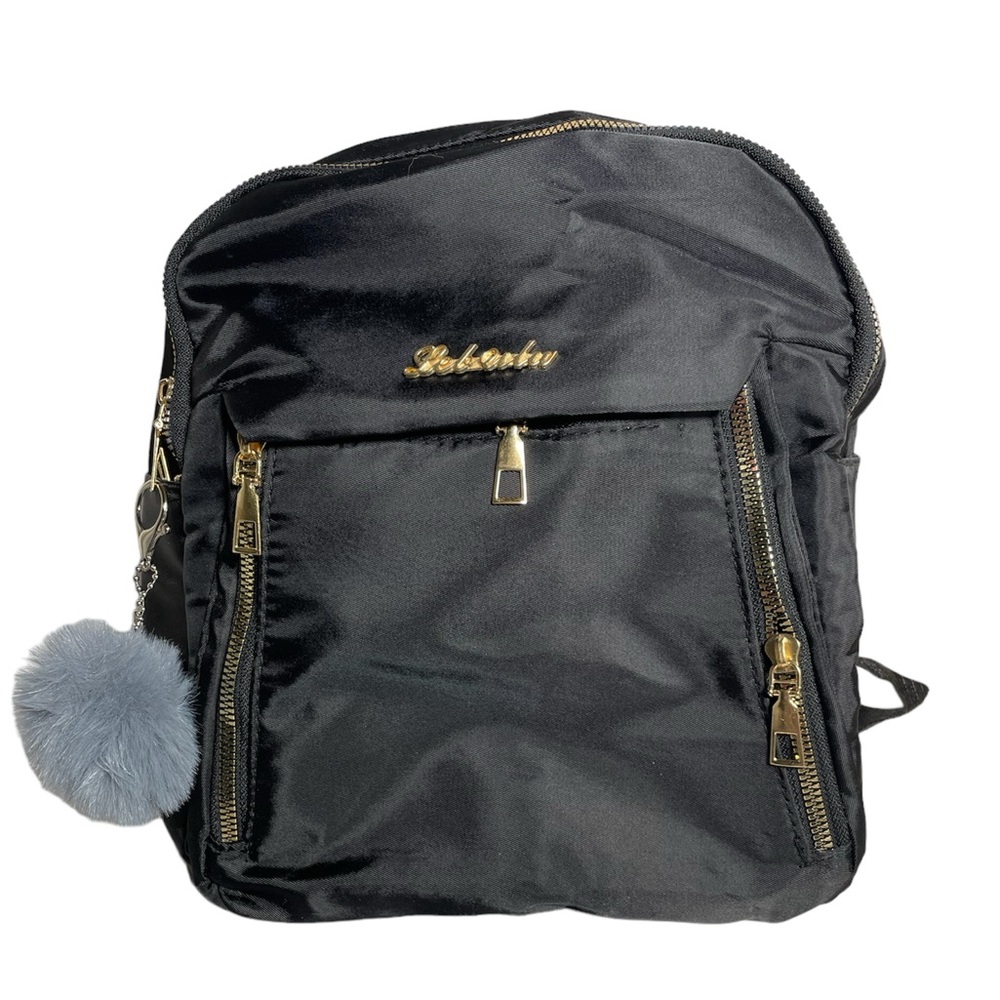 Stylish Backpack with Furball Pendant Mini